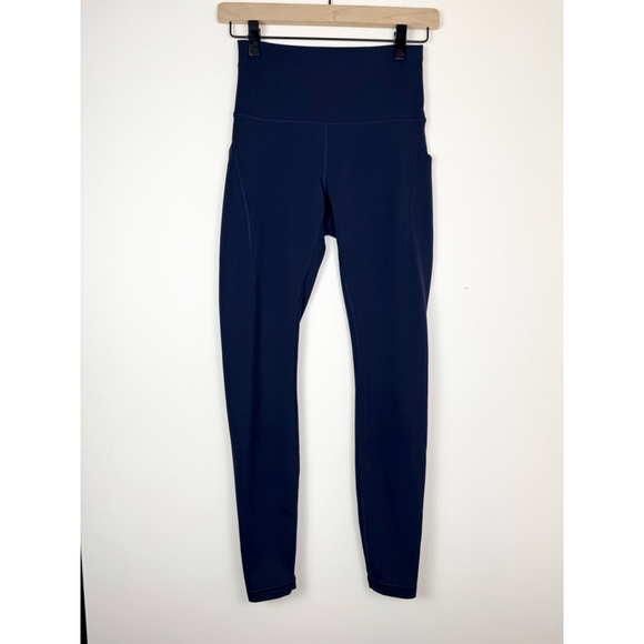 Women's Lululemon Wunder Train HR Tights Pockets Leggings Size 6 Navy Blue 28” - Picture 3 of 10